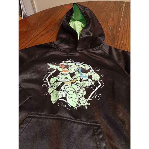 Large 10/12 Nickelodeon Teenage Mutant Ninja Turtles Black Green Hoodie Sweatshi - Picture 2 of 4